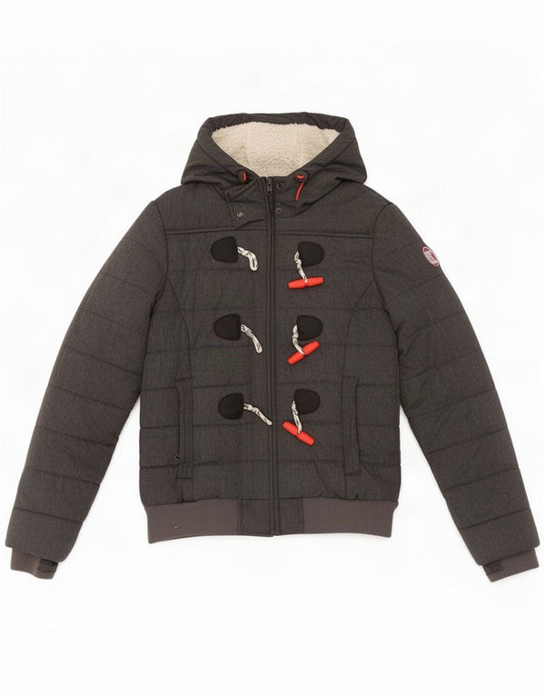 Superdry Jachetă căptușită cu glugă pentru femei UK 10 Small Gri Poliester