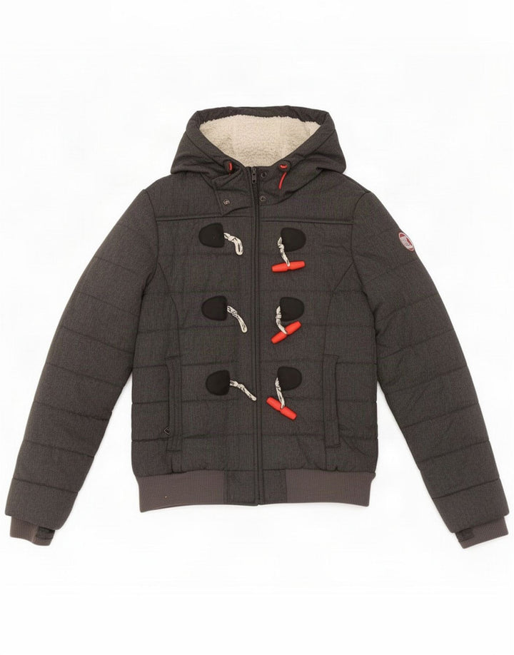 Superdry Jachetă căptușită cu glugă pentru femei UK 10 Small Gri Poliester