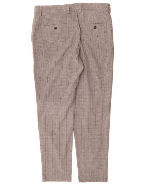 Pantaloni chino slim pentru bărbați Zara EU 42 Large W32 L30 Poliester cu carouri gri
