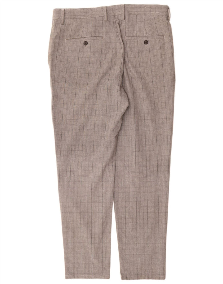 Pantaloni chino slim pentru bărbați Zara EU 42 Large W32 L30 Poliester cu carouri gri