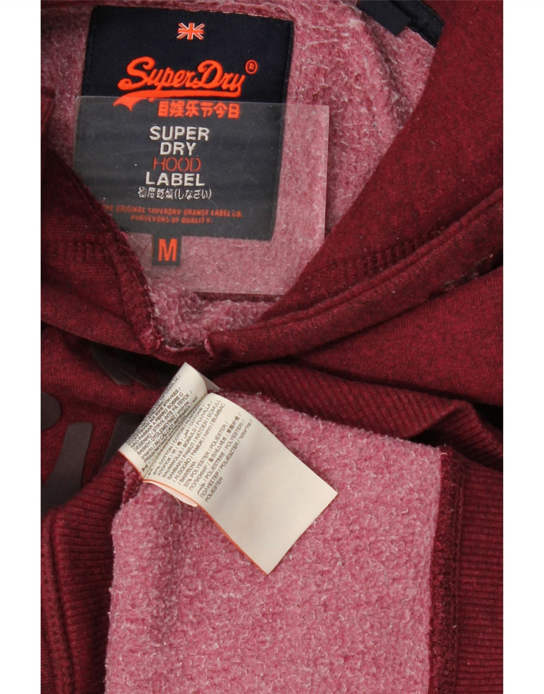 SUPERDRY Pulover cu glugă grafic pentru bărbați, bumbac mediu burgundy