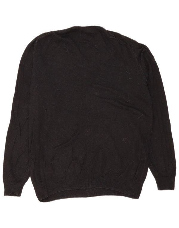 Marks & Spencer Mens Regular Fit V-Neck Jumper Sweater Medium Black Cotton