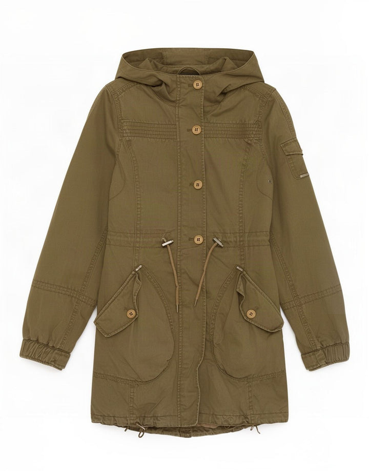 Jachetă parka cu glugă pentru femei Esprit UK 8, bumbac kaki mic