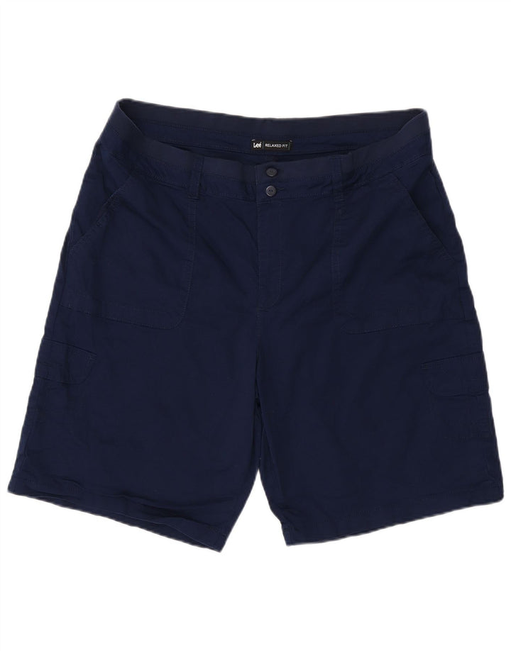 Pantaloni scurti cargo LEE pentru femei, cu tăiere relaxată, US 18 2XL W38, bumbac bleumarin
