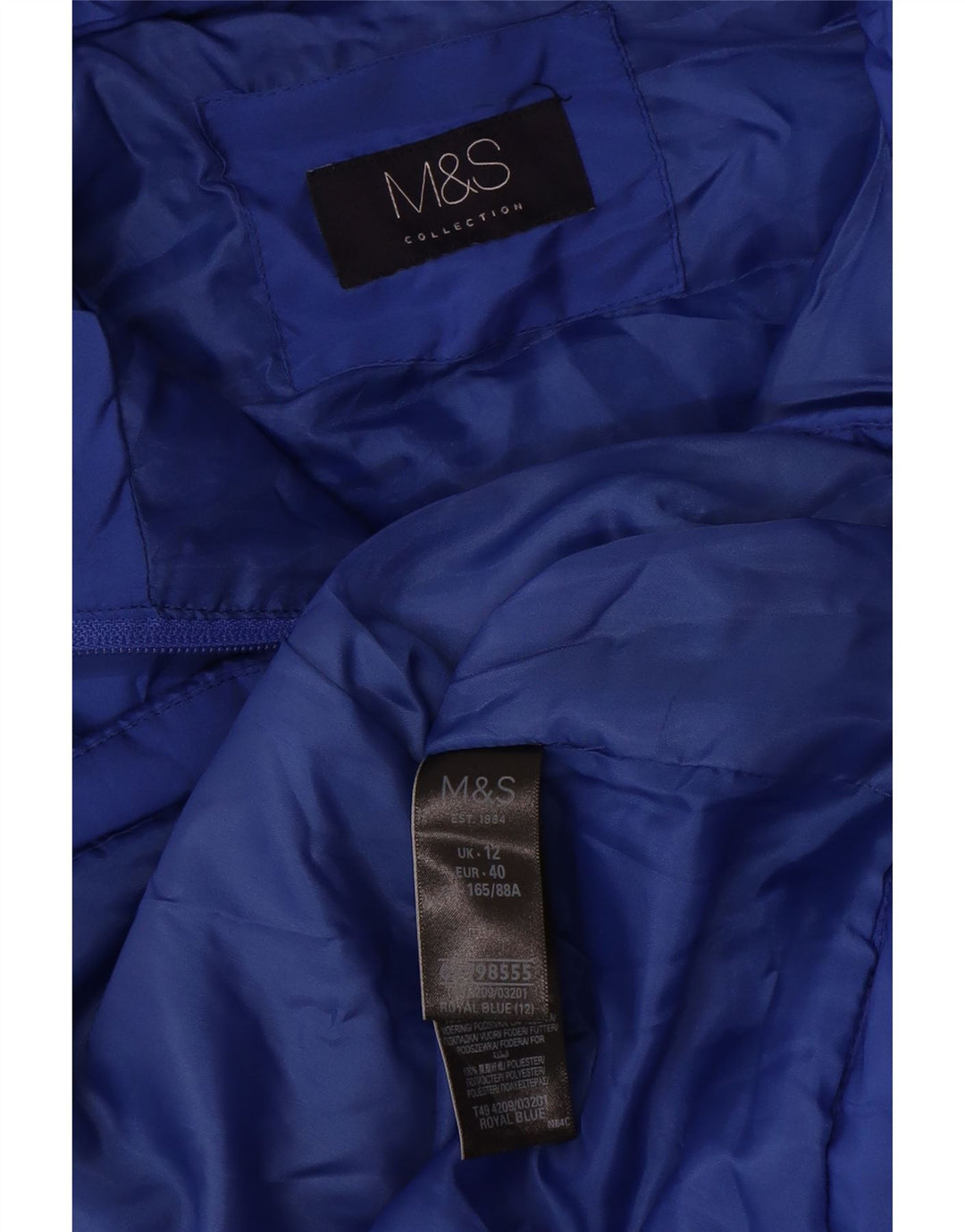 Gilet căptușit pentru femei Marks & Spencer UK 12 Medium Blue Poliester