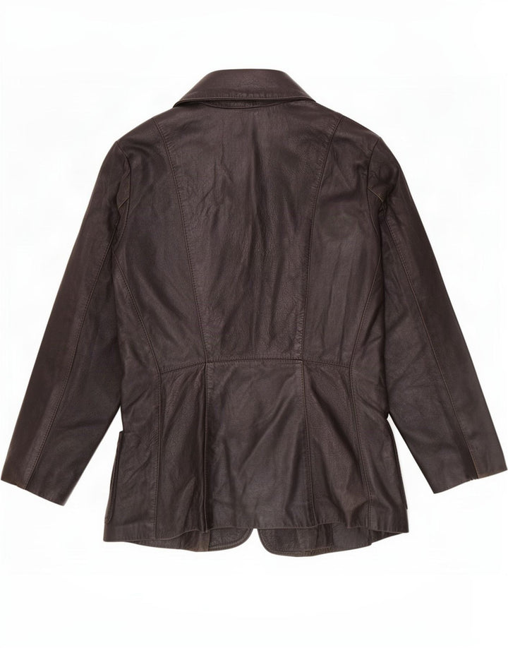 Jachetă vintage din piele cu 3 nasturi pentru femei UK 12 Medium Black