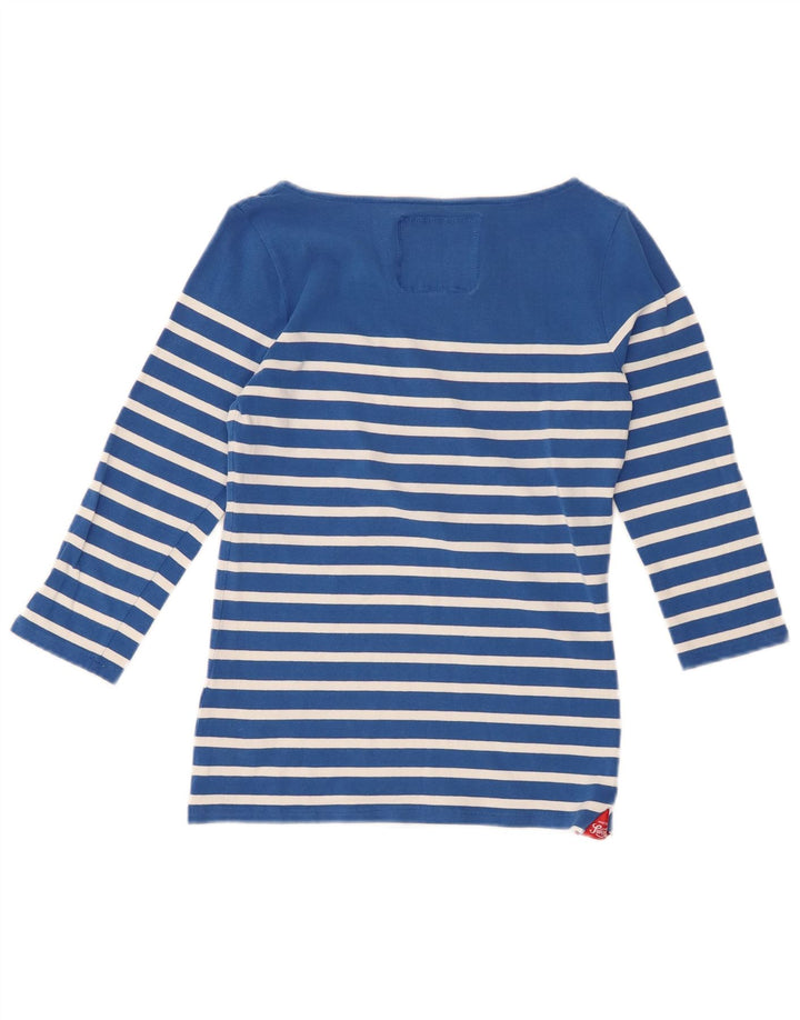SUPERDRY Femei Perfect Fit Top cu mâneci 3/4 UK 12 Medium Blue Striped