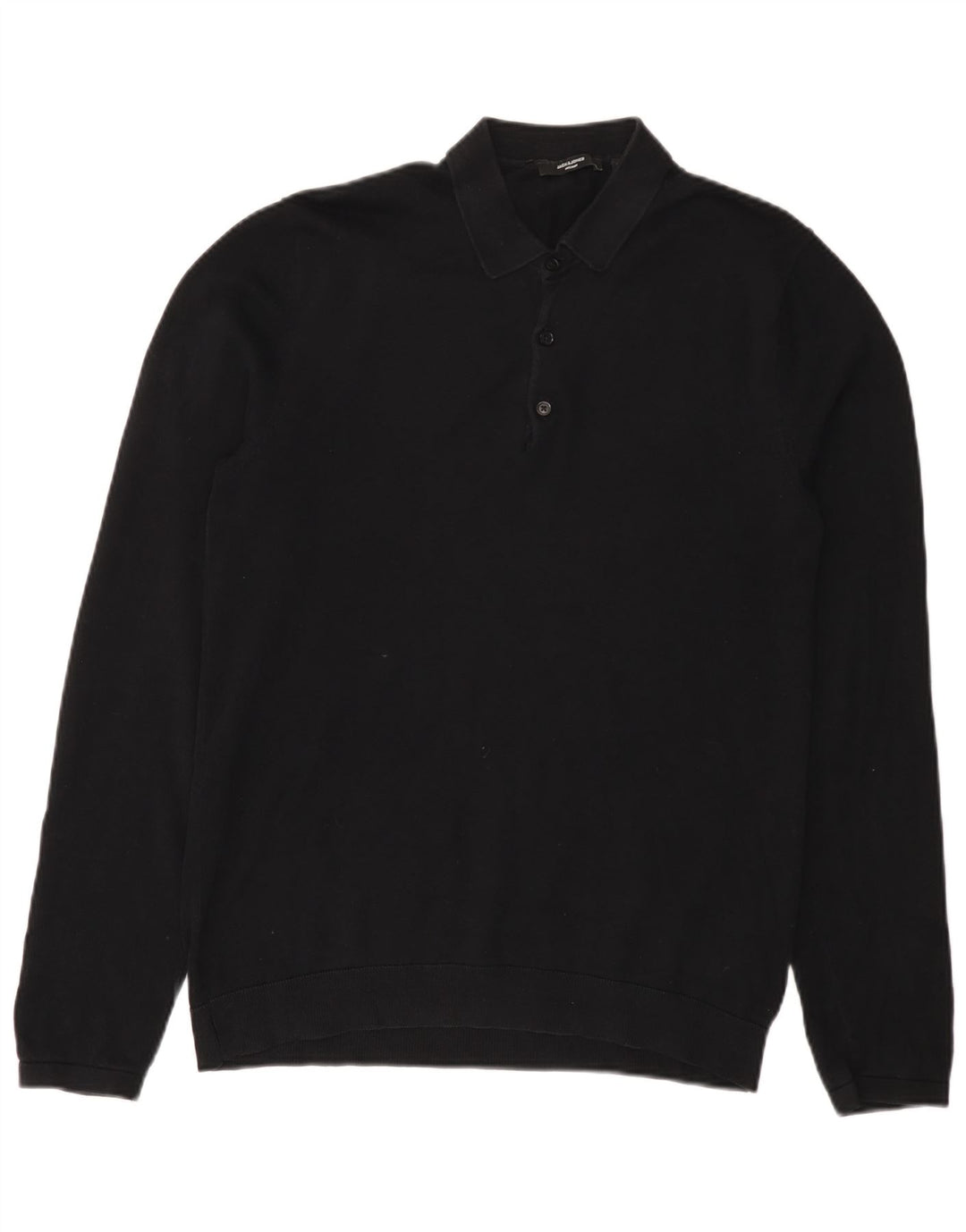 JACK & JONES Mens Polo Neck Jumper Sweater Medium Black Cotton Vintage Jack & Jones and Second-Hand Jack & Jones from Messina Hembry 