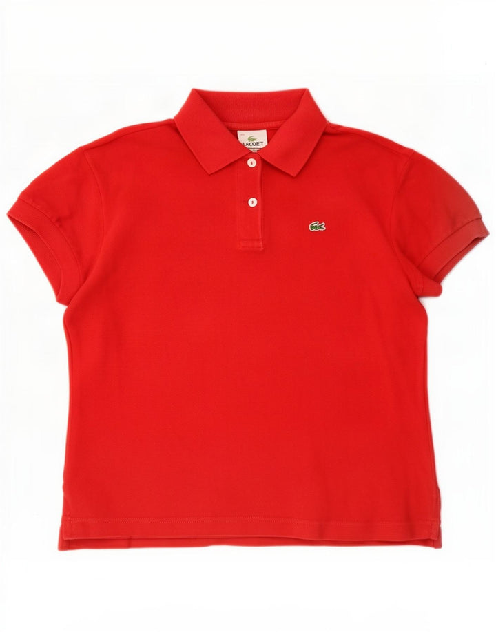 Tricou polo crop Lacoste pentru femei Mărimea 40 bumbac roșu mediu