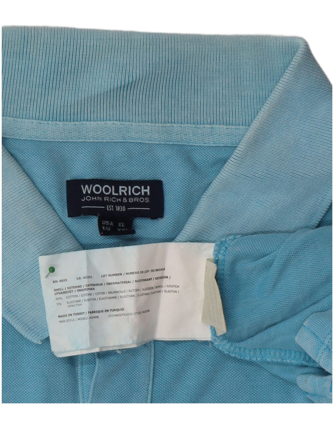 Tricou polo pentru bărbați Woolrich 2XL, bumbac albastru