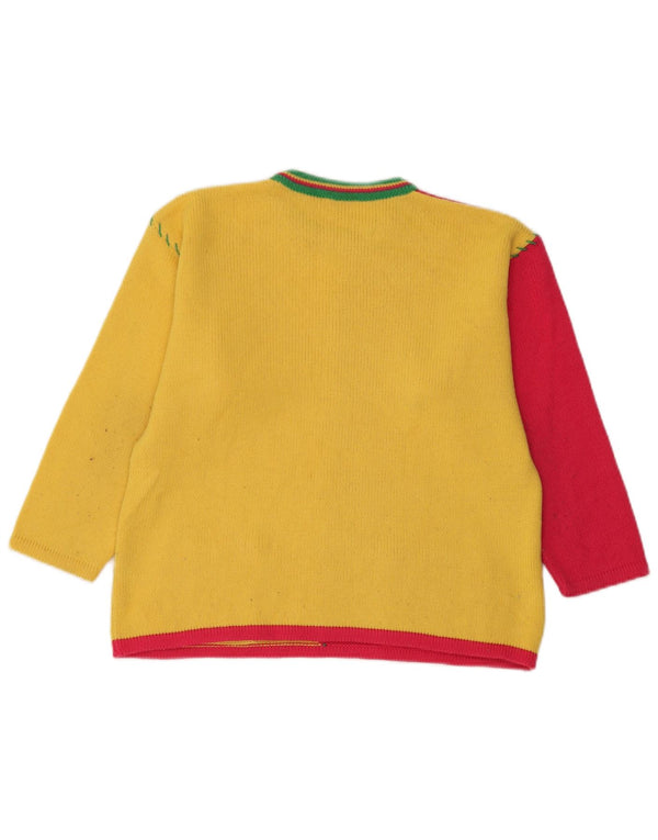Pulover Brummell pentru femei cu gât turnat, UK 12 Medium Yellow Colorblock