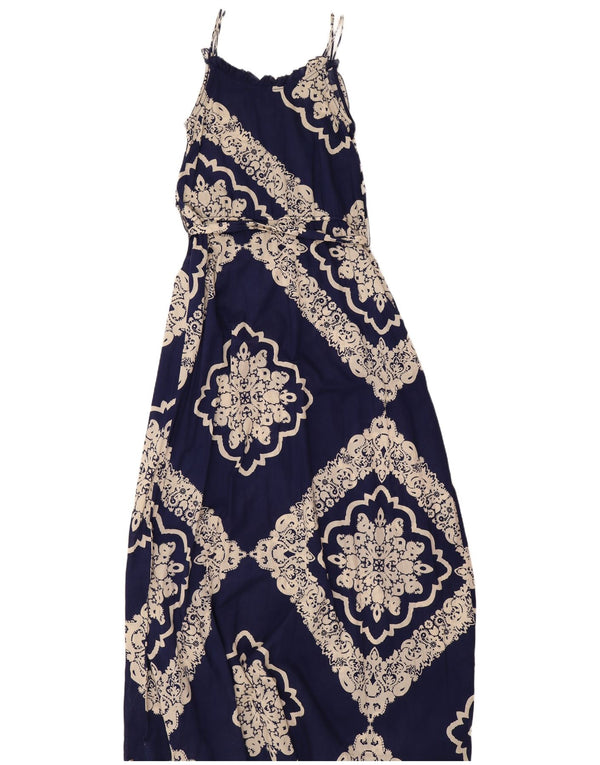 Rochie maxi cu volane Tommy Hilfiger pentru femei UK 12 Medium Bleumarin Paisley