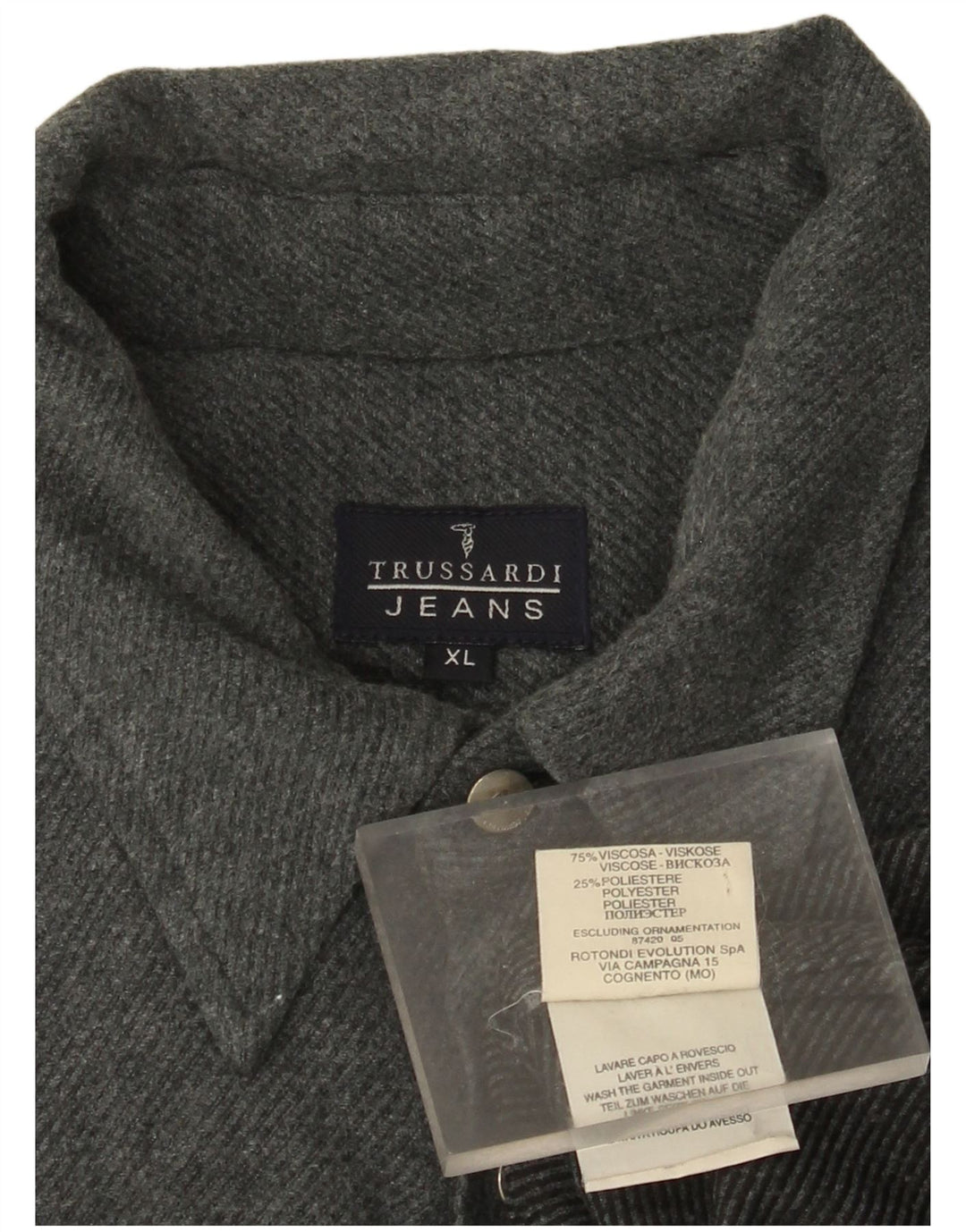 Cămașă de flanel pentru bărbați Trussardi Jeans XL Viscoză gri