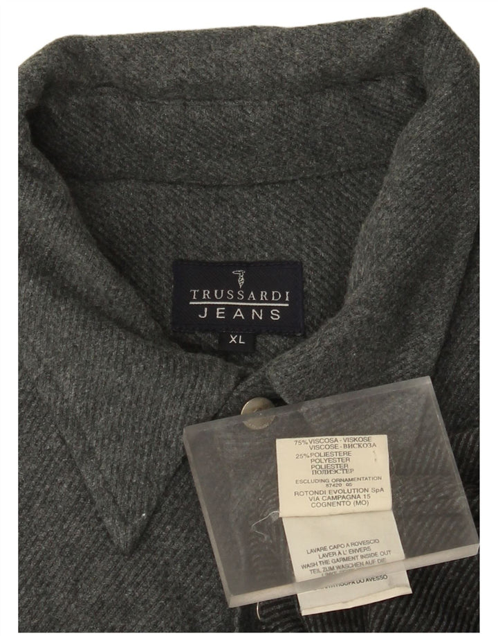 Cămașă de flanel pentru bărbați Trussardi Jeans XL Viscoză gri