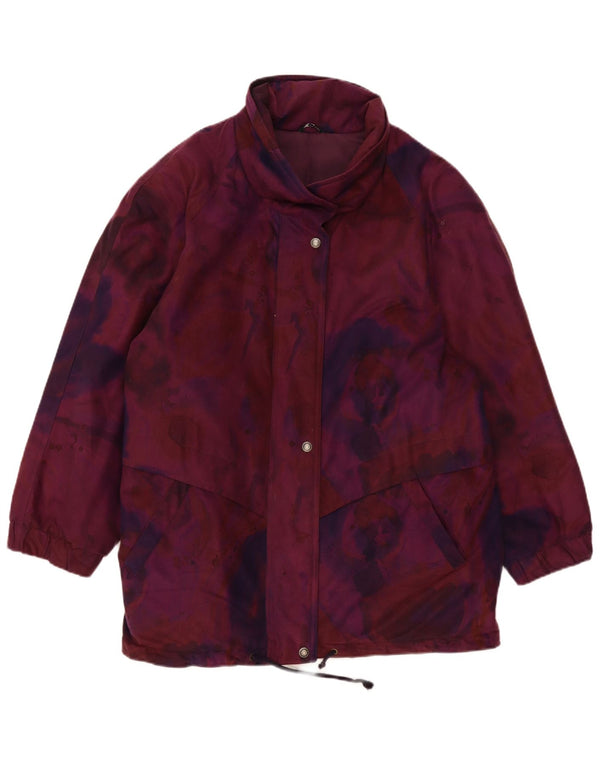 Jachetă vintage pentru damă, UK 18 XL, bordeaux, poliester floral