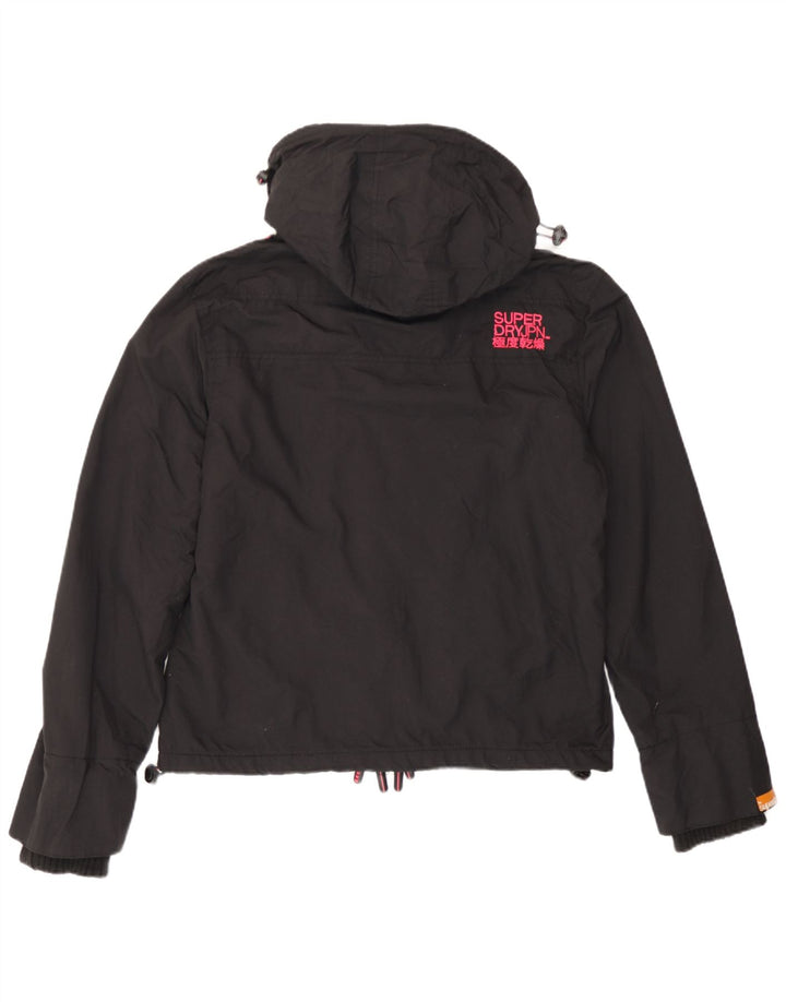 Jachetă de vânt cu glugă Superdry pentru femei UK 14, mare, negru, nailon