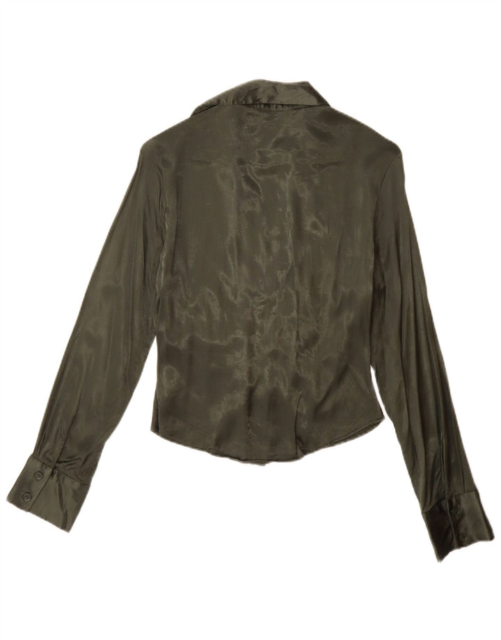 Bluză cămașă pentru femei Zara UK 10 Small Green Viscose