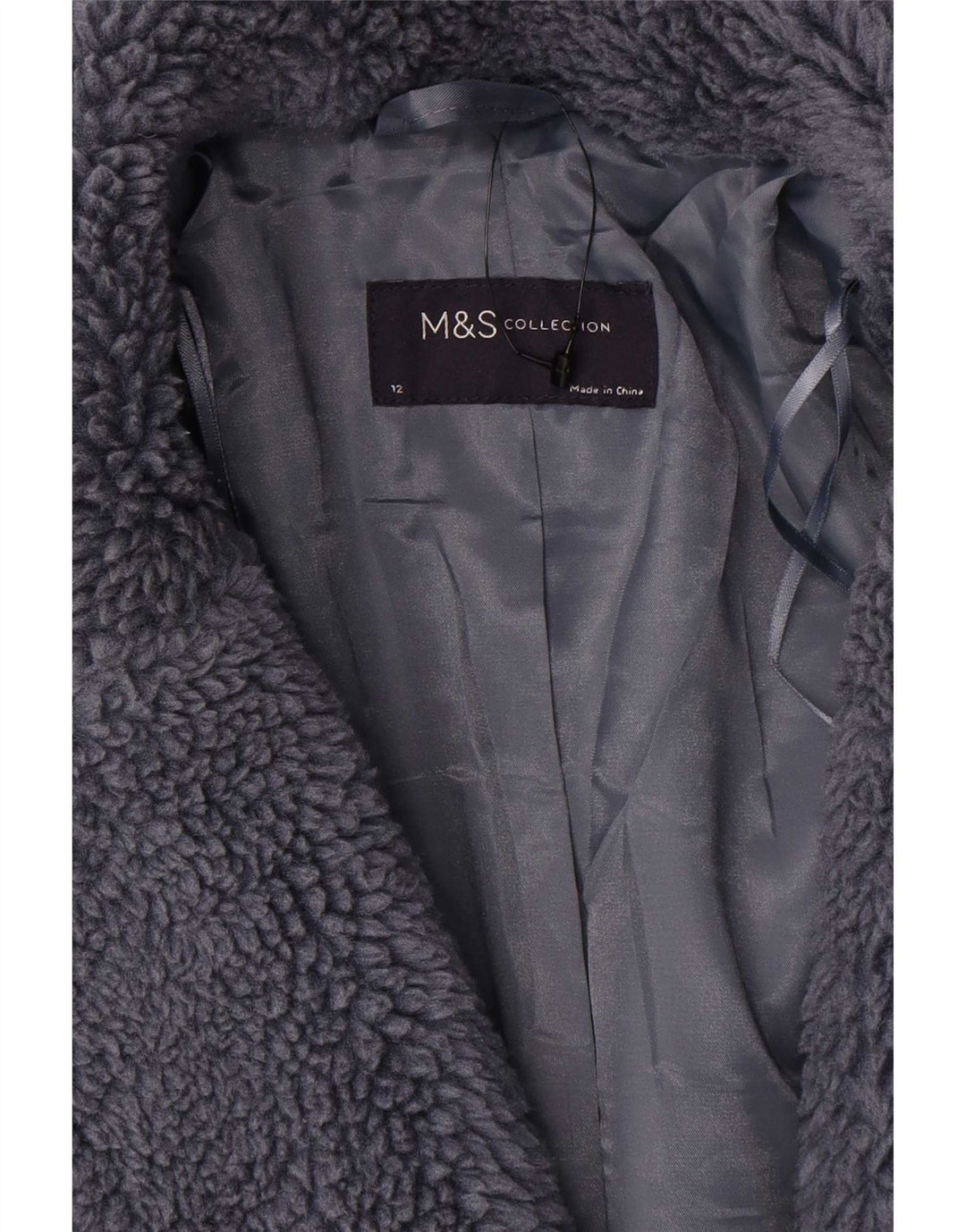 Pardesiu supradimensionat pentru femei Marks & Spencer din blană artificială UK 12, gri mediu