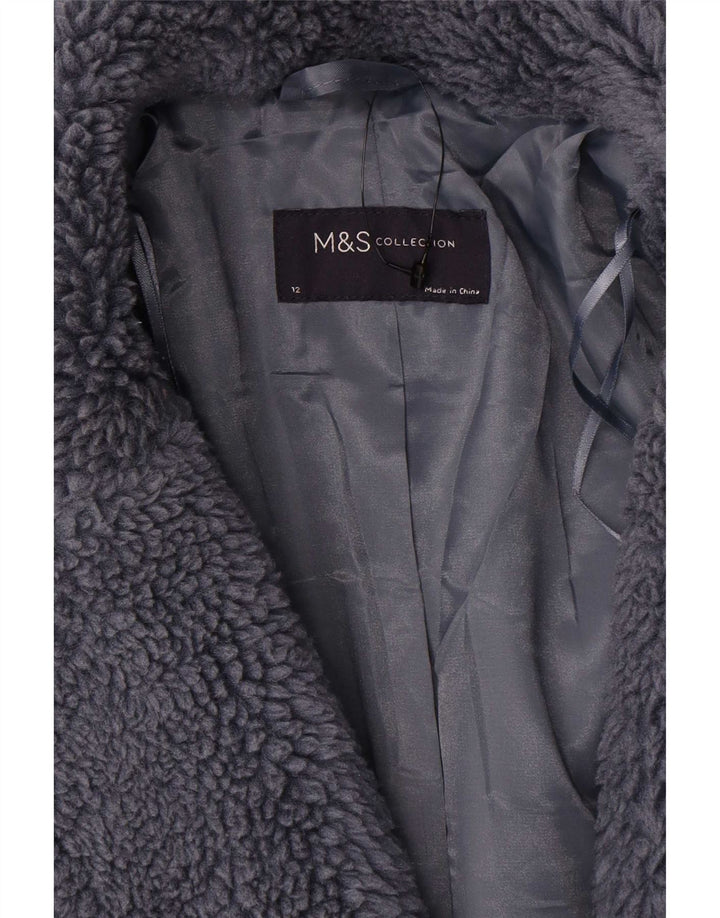 Pardesiu supradimensionat pentru femei Marks & Spencer din blană artificială UK 12, gri mediu