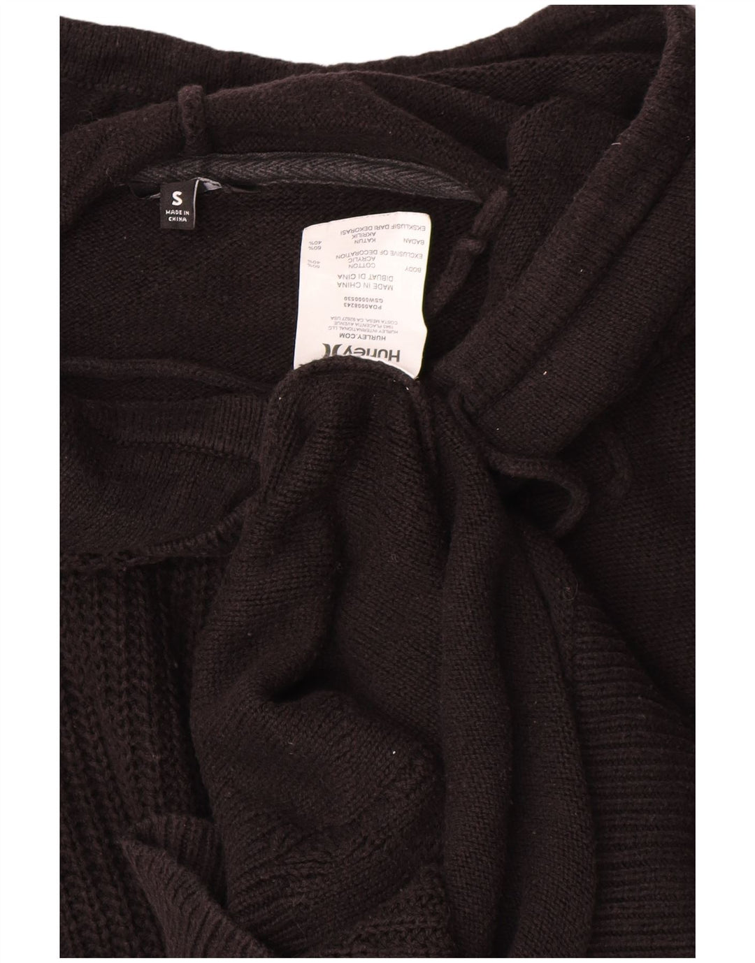 Pulover supradimensionat pentru femei Hurley UK 10 Bumbac negru mic