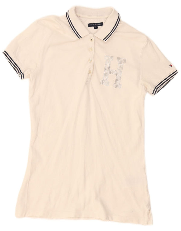 Tricou polo Tommy Hilfiger pentru femei UK 8 mic, alb, bumbac