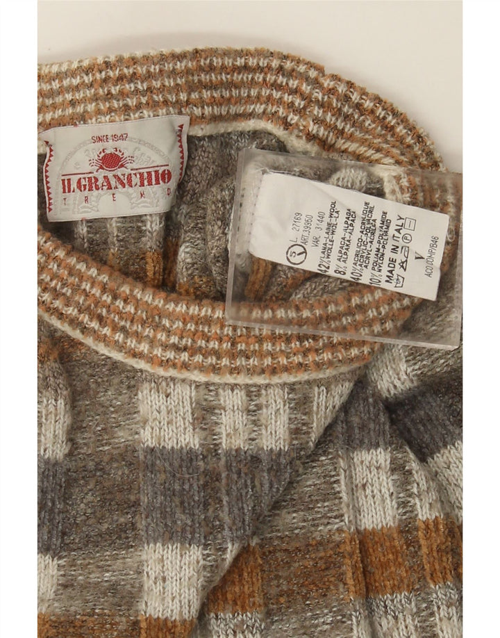Pulover pentru bărbați cu gât roșu Il Granchio, lână maro mare