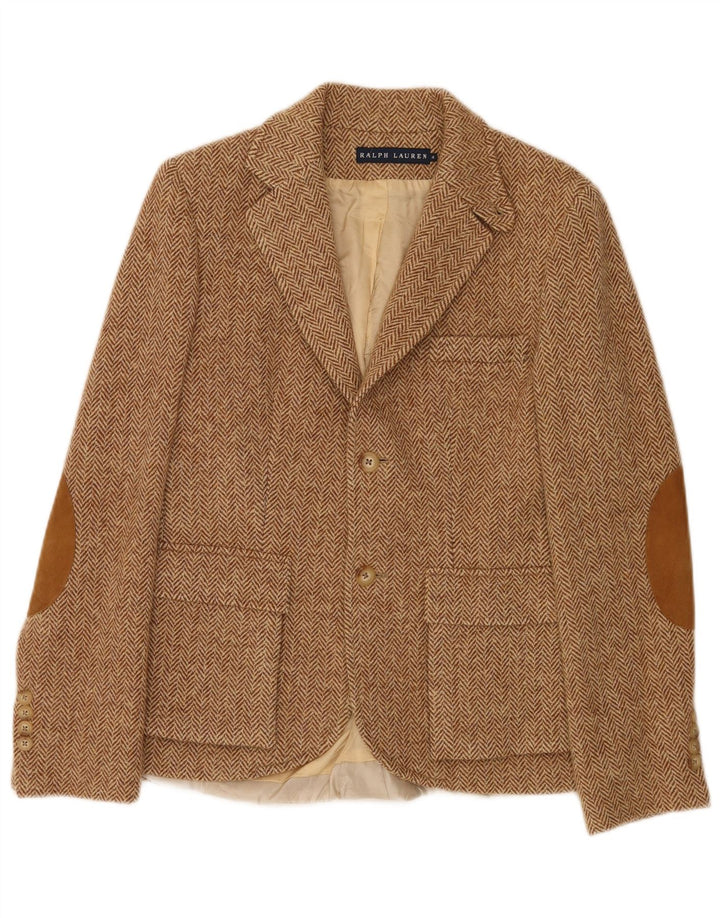 Jachetă Blazer pentru femei Ralph Lauren cu 2 nasturi US 4 Small Brown Herringbone