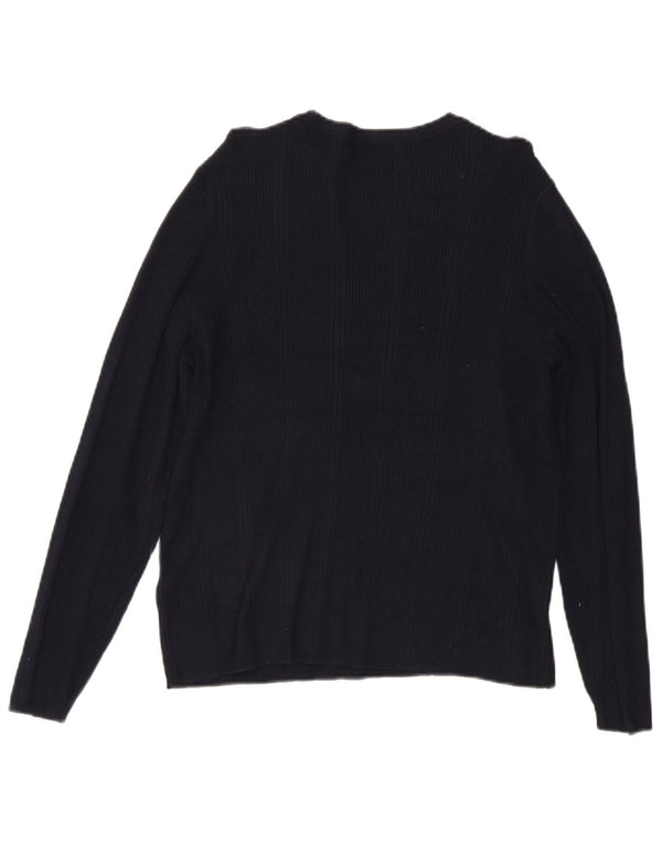 Marks & Spencer Womens Boat Neck Jumper Sweater UK 22 3XL Navy Blue Viscose