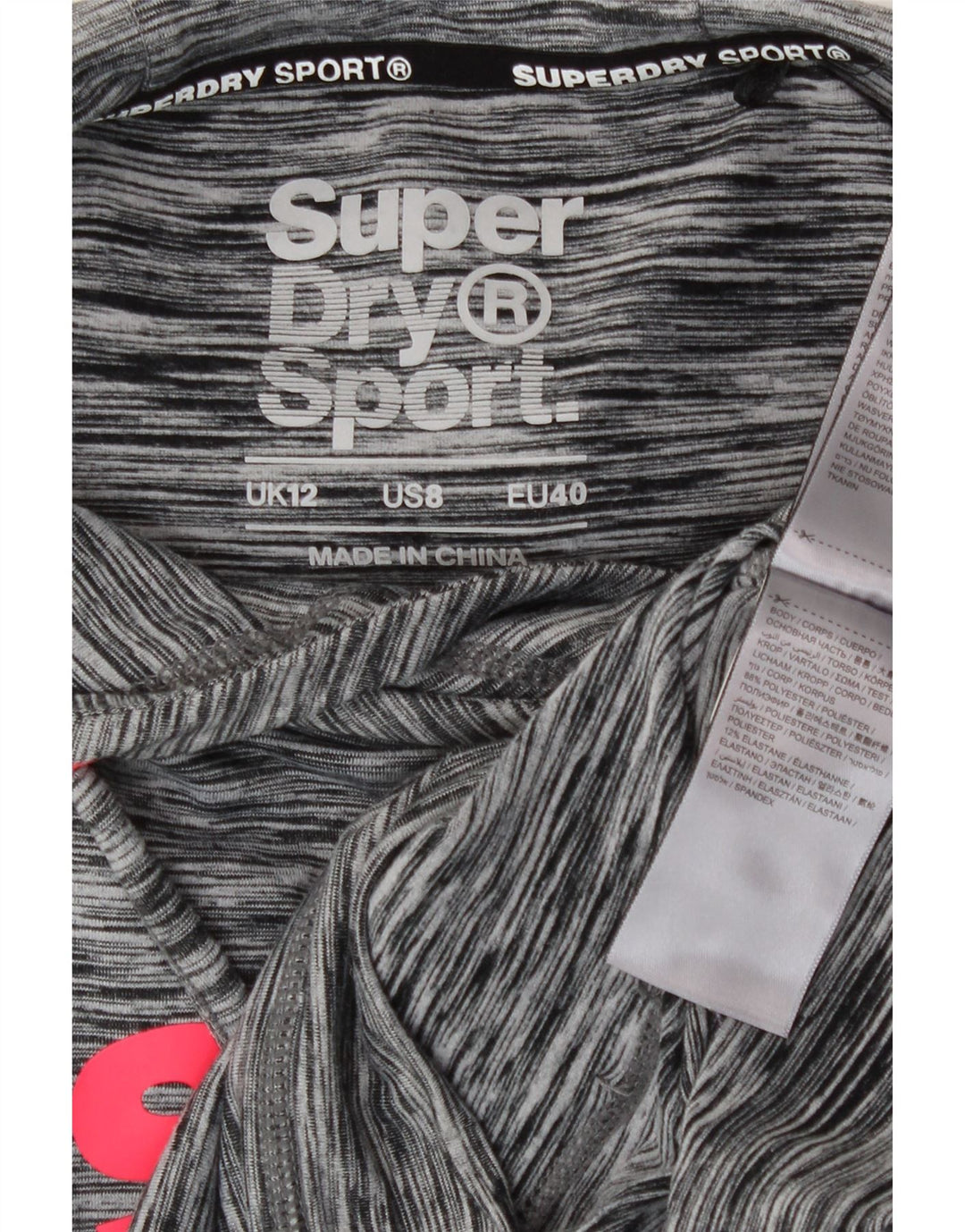 Pulover Superdry pentru damă, cu grafică, UK 12, poliester cu pături, gri mediu