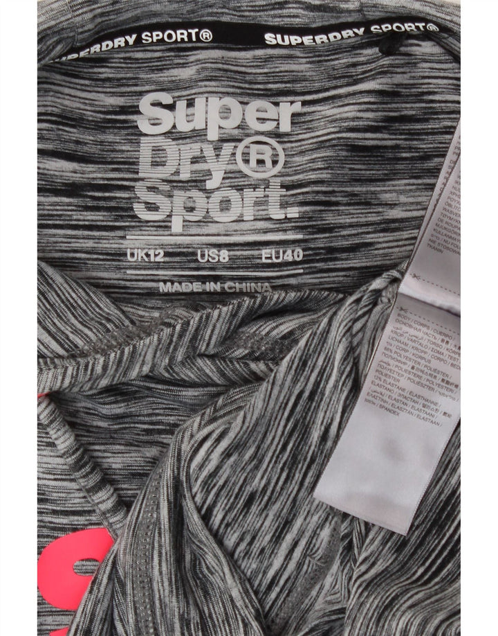 Pulover Superdry pentru damă, cu grafică, UK 12, poliester cu pături, gri mediu