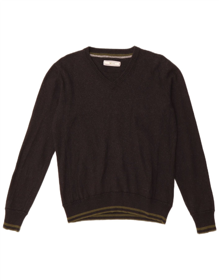 GAS Womens V-Neck Jumper Sweater UK 16 Large Black Wool