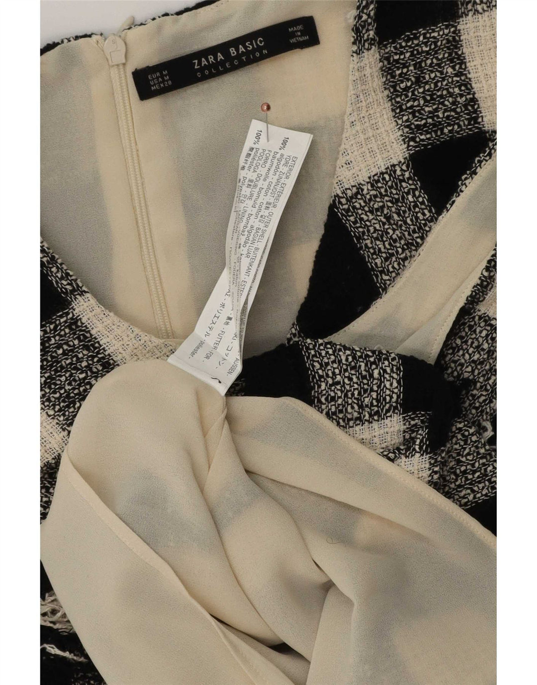 Bluză pentru femei Zara UK 12 Medium Black Check Bumbac