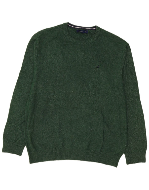 Pulover Nautica pentru bărbați cu gât roșu, 2XL, bumbac pătat verde