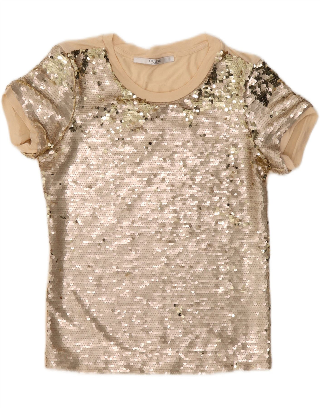 Bluză Guess cu paiete pentru femei UK 10 Small Beige