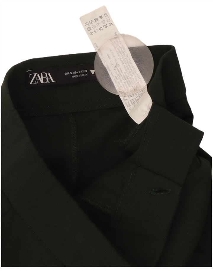 Pantaloni casual pentru femei ZARA Bootcut Mici W26 L25 Bumbac verde