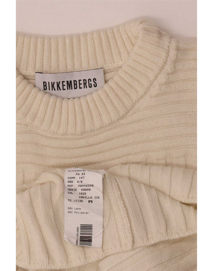 Pulover pentru femei Bikkembergs cu gâtul turnat UK 12 Medium Off White