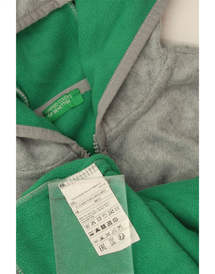 Jachetă fleece cu glugă Benetton pentru băieți 13-14 ani 3XL poliester gri