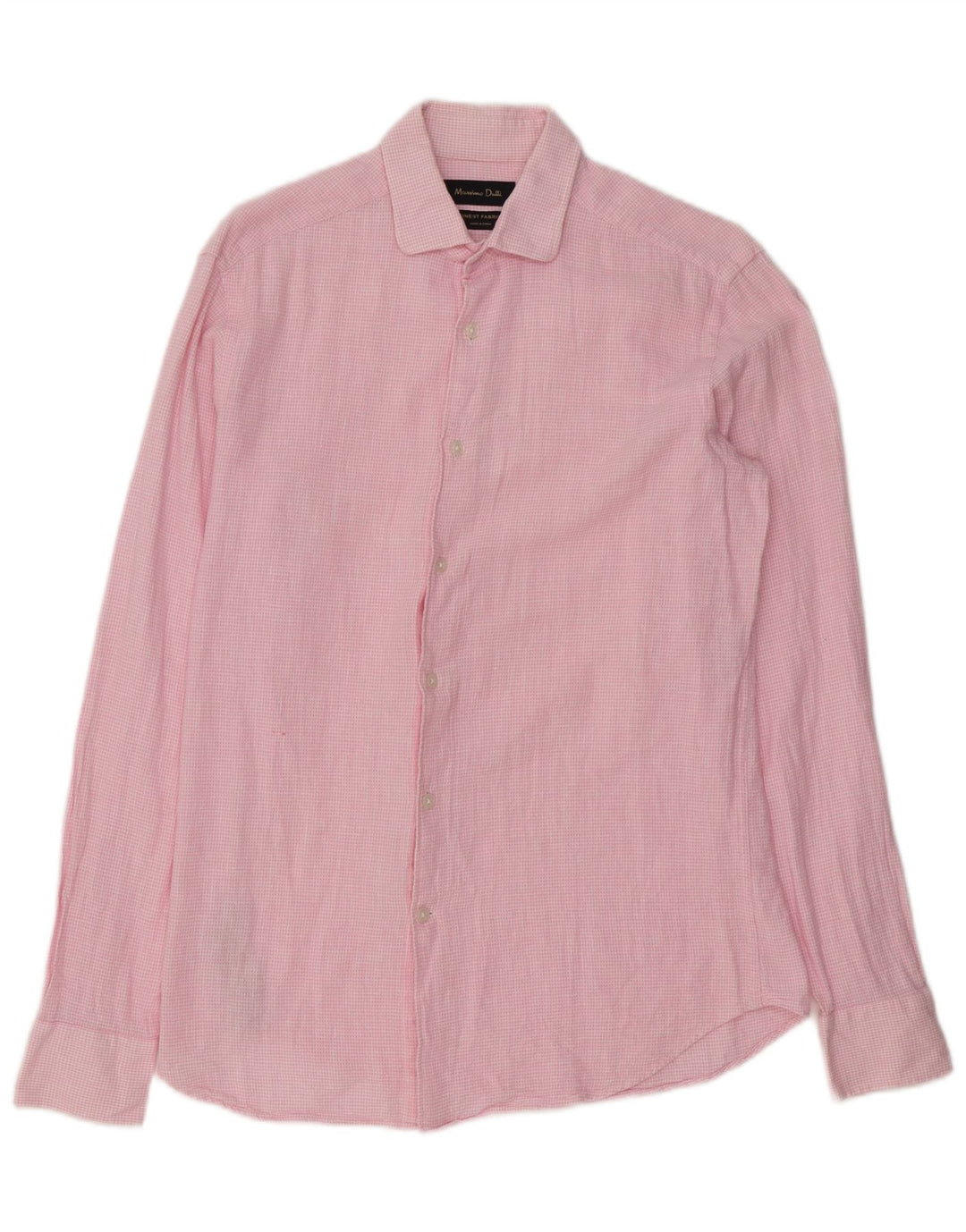Massimo Dutti Mens Shirt Small Pink Check Cotton