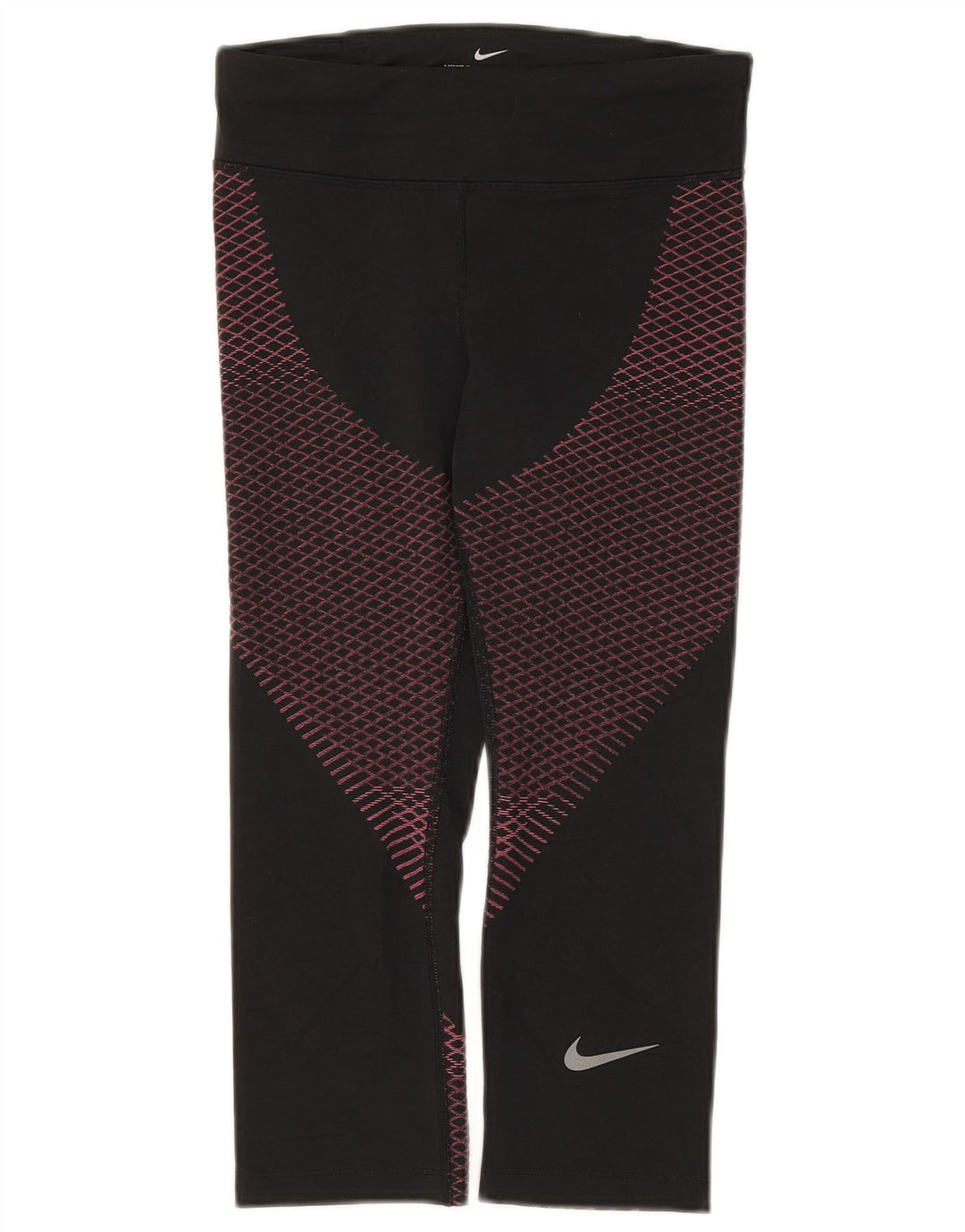 Leggings capri Nike Dri Fit pentru femei UK 8 Small Negru Poliester geometric