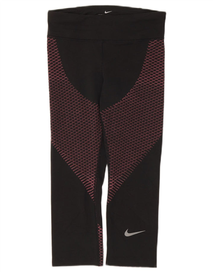 Leggings capri Nike Dri Fit pentru femei UK 8 Small Negru Poliester geometric