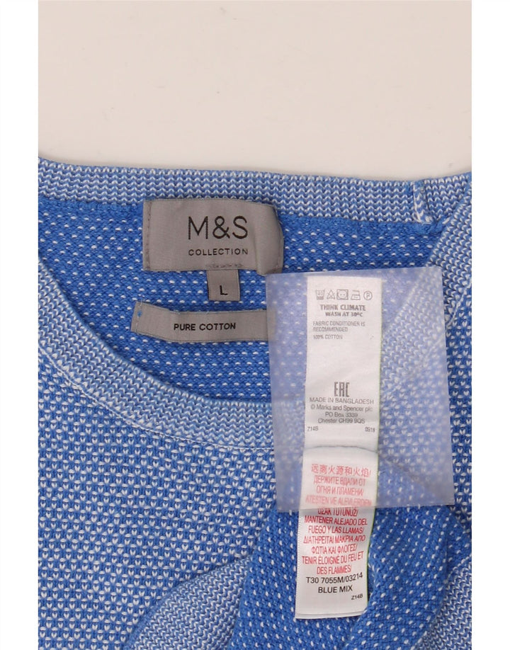 MARKS & SPENCER Pulover pentru bărbați cu gât crew pulover mare, albastru, bumbac