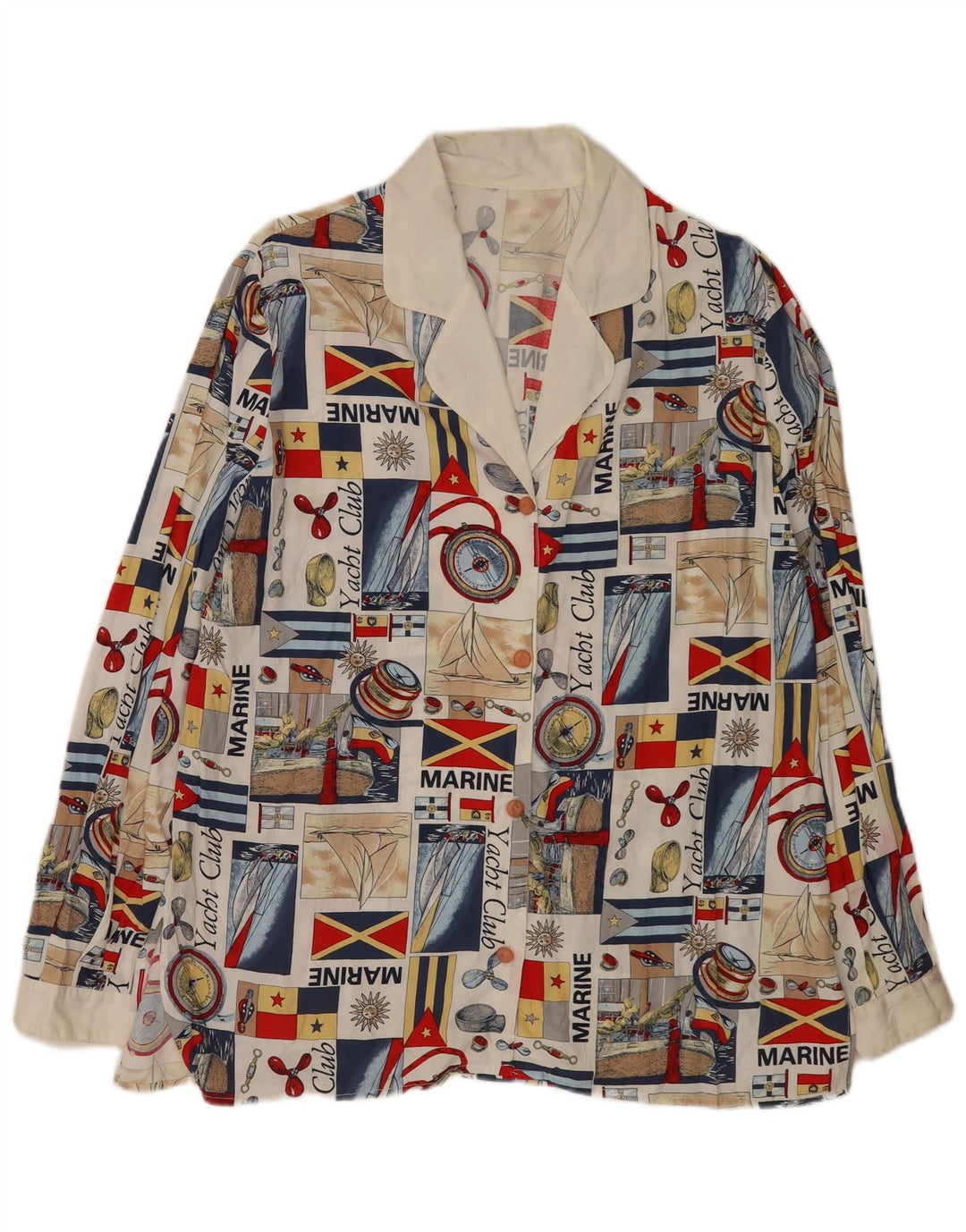 Bluză de damă vintage cămașă cu grafică abstractă UK 16 mare, multicoloră