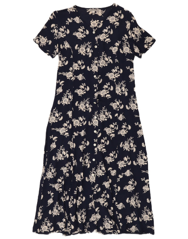 Alba Fornari Rochie Maxi Femei UK 10 Mic Bleumarin Floral Viscoza