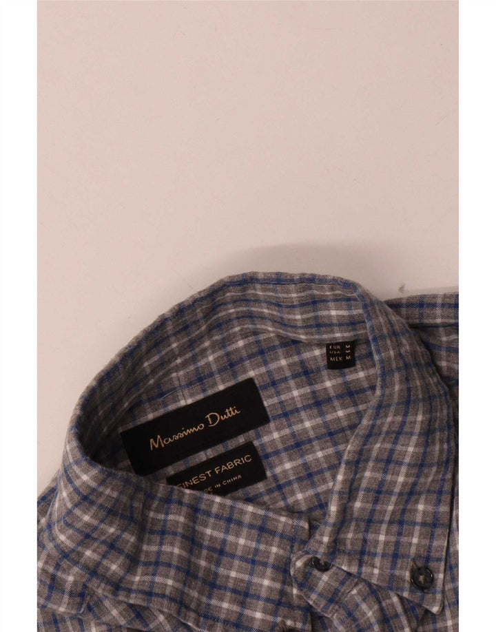 Cămașă Massimo Dutti pentru bărbați, gri mediu, carouri
