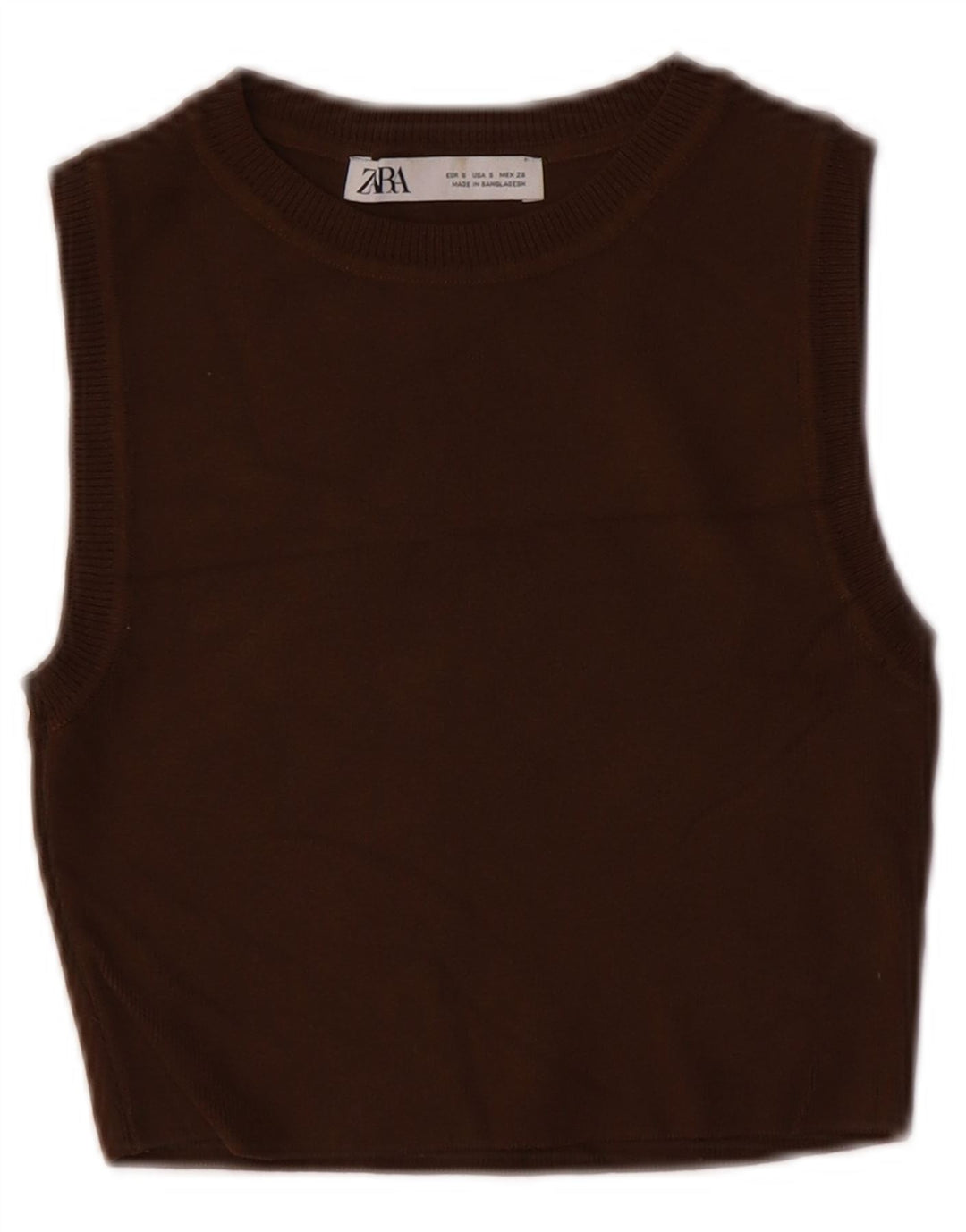 Zara Femei Vest Tank Top UK 8 Small Brown Viscose