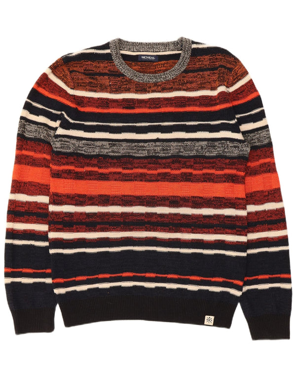 McNeal Mens Crew Neck Jumper Sweater Medium Multicoloured Striped