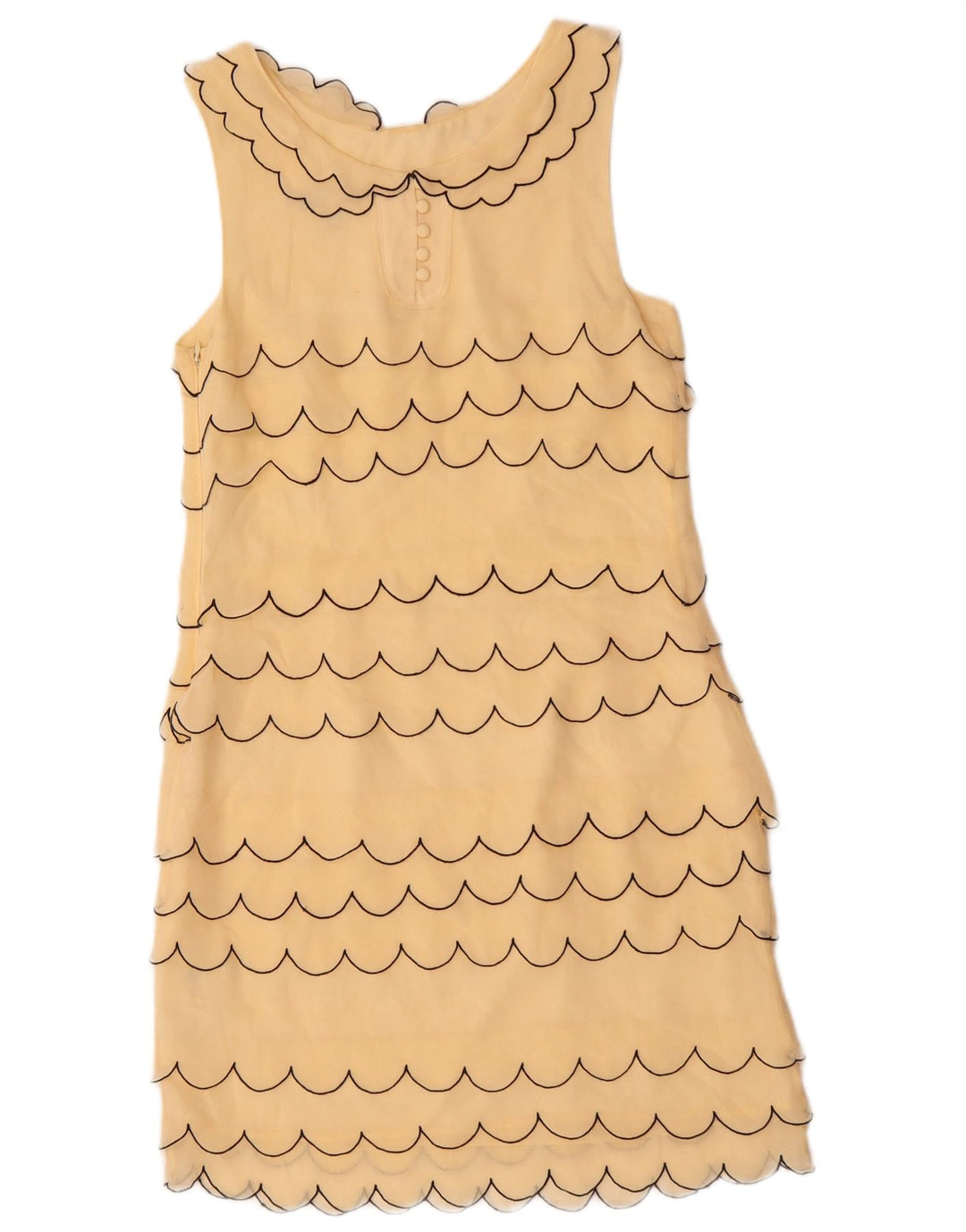 VINTAGE Rochie fără mâneci pentru femei UK 6 XS Mătase cu dungi bej