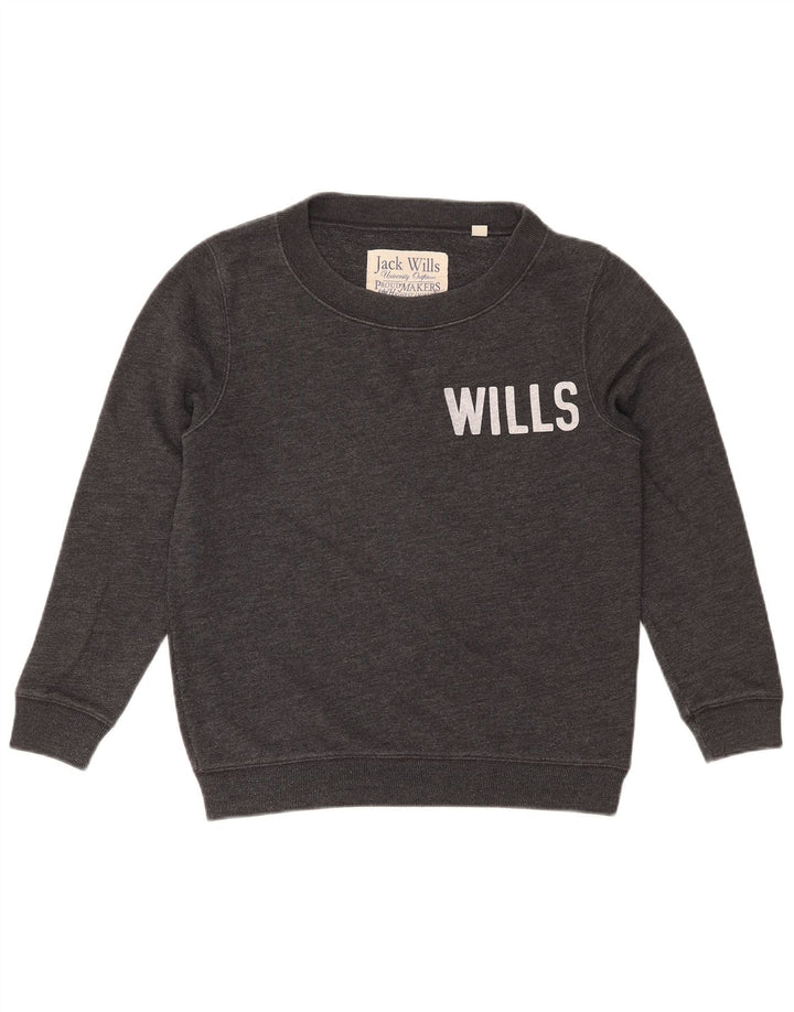 JACK WILLS Pulover supradimensionat cu grafic pentru femei UK 8 Small Gri