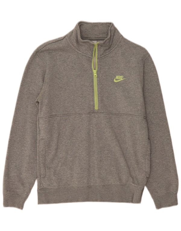 Pulover Nike pentru femei, cu fermoar, cu gât, UK 10, bumbac cu pete gri mici