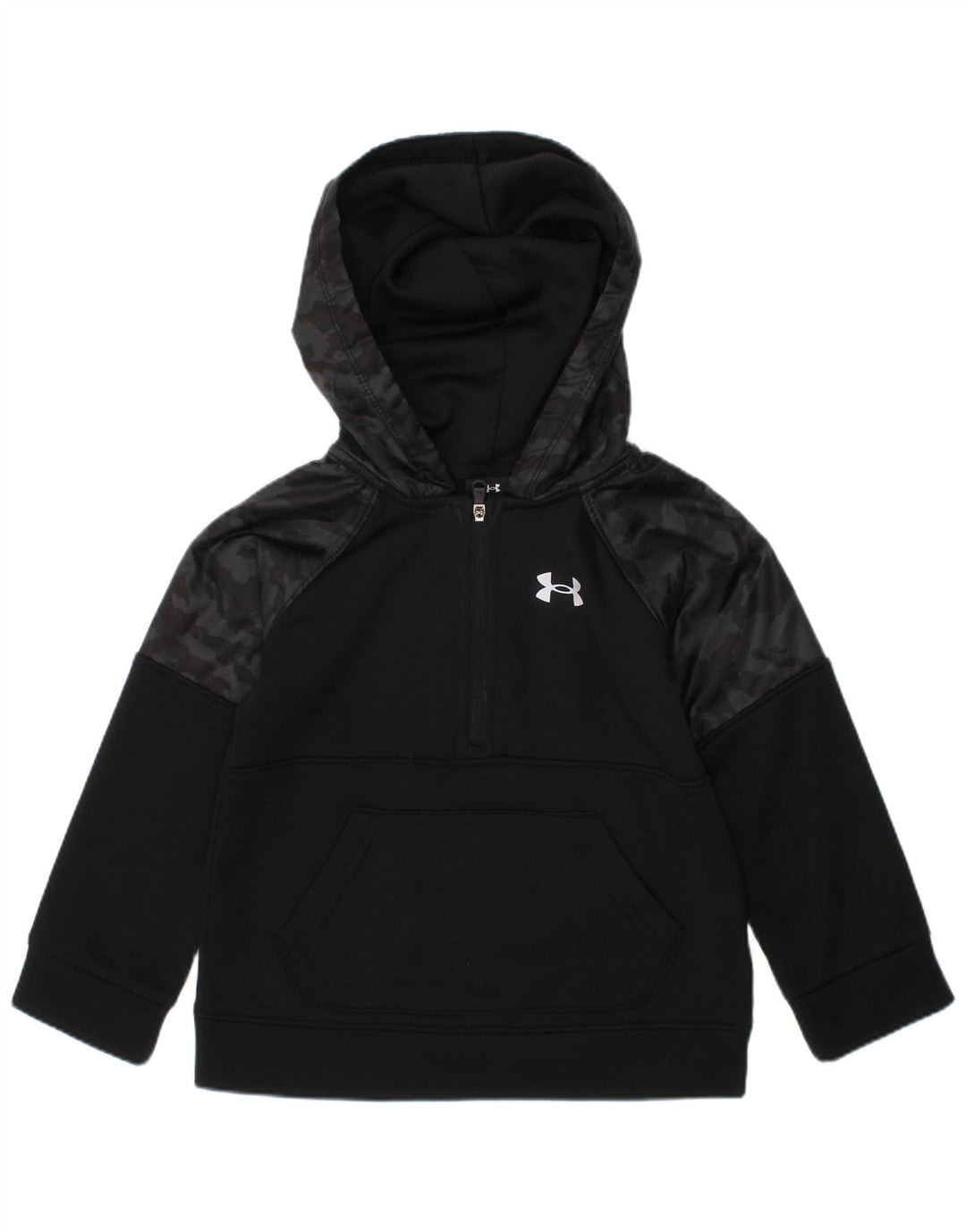 UNDER ARMOUR Boys Hoodie Jumper 2-3 Years Black Camouflage Polyester